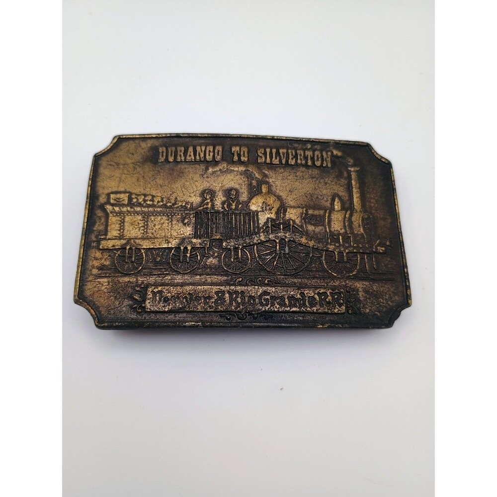 Vintage Solid Brass Belt Buckle Durango To Silverton Train Design